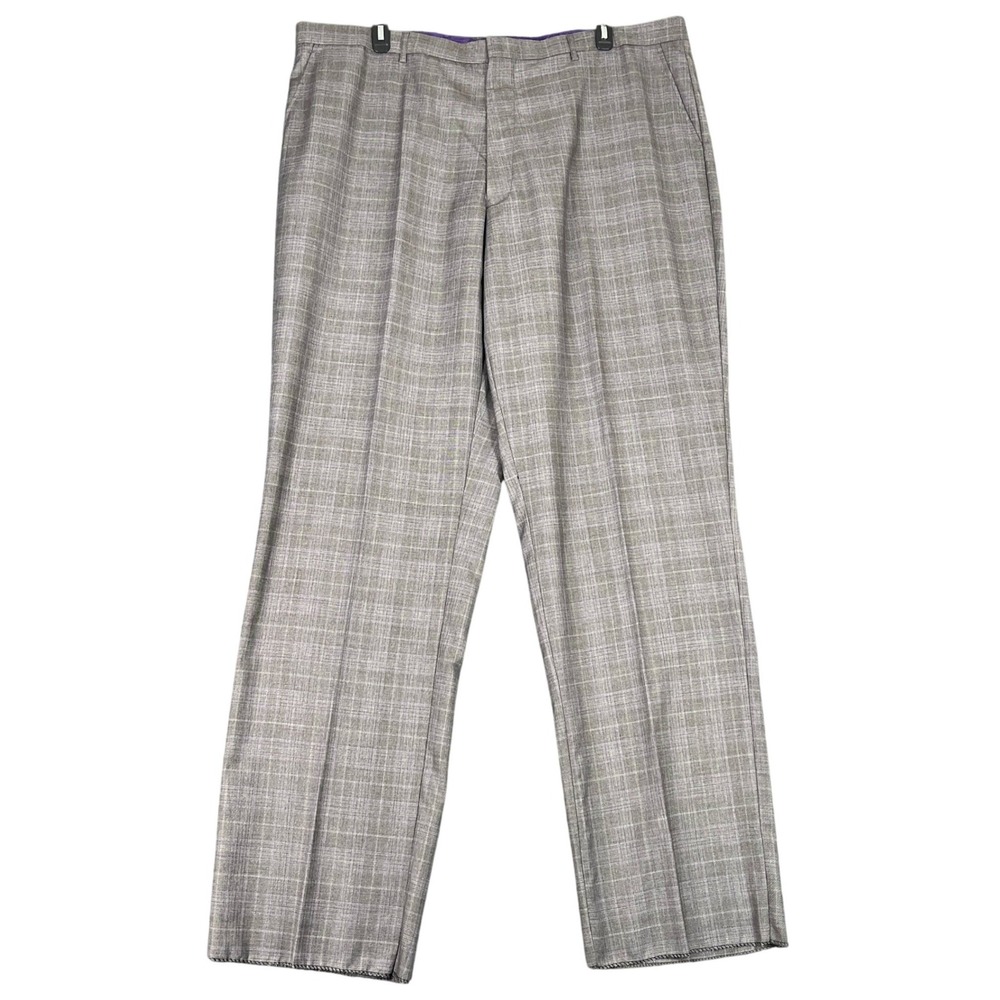 Vinci Zegna Suit Dress Pants Plaid Gray 47 Mens Professional‎ Formal Unhemmed